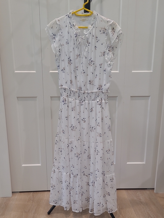 Tamara H Dresses & Skirts - White Floral Maxi Dress with Smocked Waist